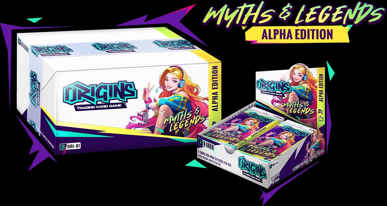 Origins Myths & Legends Alpha Edition booster box and packs